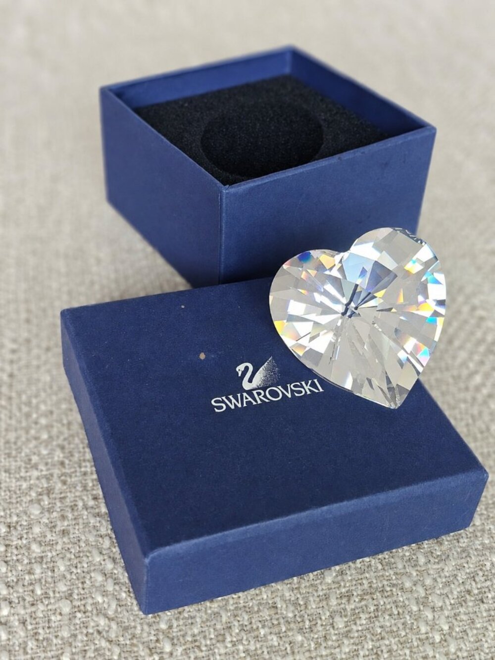Retired Swarovski Clear Crystal Heart w/ Box